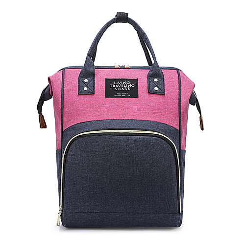 

Large Capacity Nylon Sashes / Ribbons Commuter Backpack Color Block Daily Blushing Pink / Fuchsia / Red