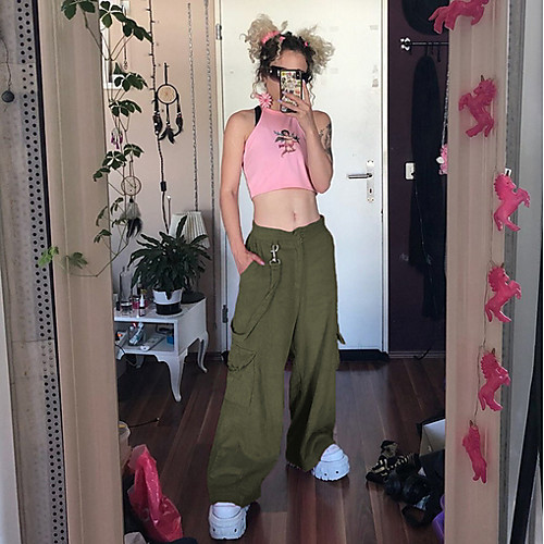 

Women's Basic Chinos Pants - Solid Colored Blushing Pink Orange Khaki S M L