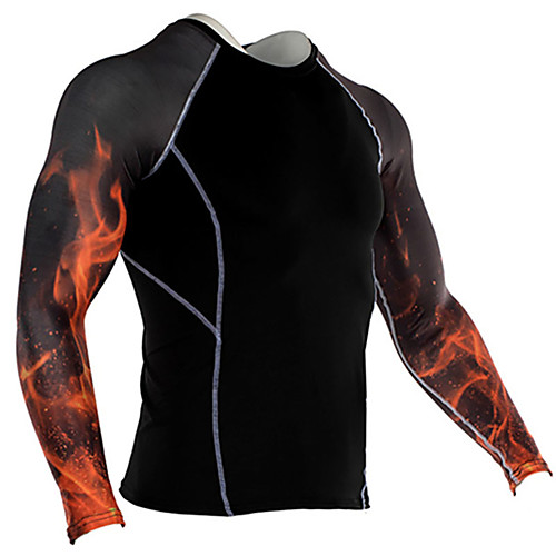

Men's Patchwork Compression Shirt Running Shirt Running Active Training Jogging Windproof Breathable Soft Sportswear Compression Clothing Top Long Sleeve Activewear Stretchy