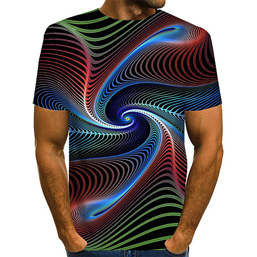 

Men's EU / US Size 3D Graphic T-shirt Basic Daily Round Neck Rainbow / Short Sleeve