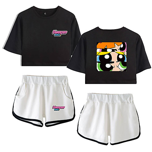 

Inspired by Powerpuff Girls Cosplay Pants Cosplay Costume Pure Cotton Print 2-Piece Printing Shorts For Women's / T-shirt