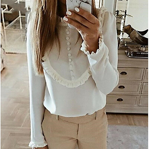 

Women's Daily Blouse - Solid Colored Yellow