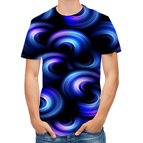 

Men's Daily T-shirt - 3D Print Round Neck Royal Blue / Short Sleeve