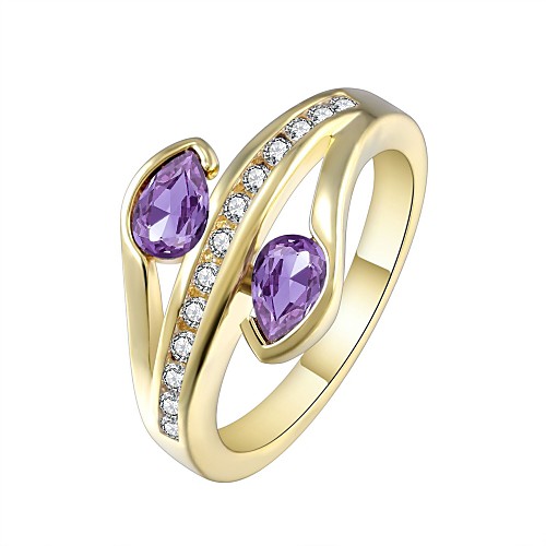 

Women's Ring Belle Ring AAA Cubic Zirconia 1pc Purple Copper Silver-Plated Irregular Statement Luxury Party Evening Gift Jewelry Geometrical Wearable