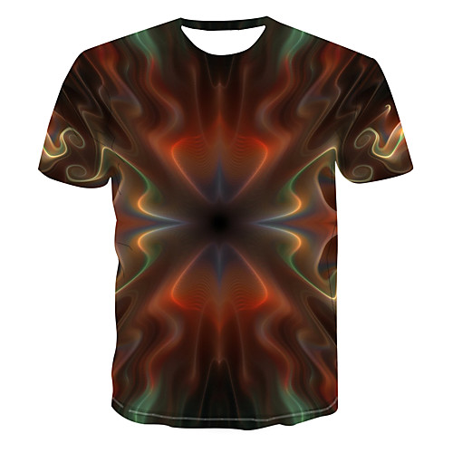 

Men's Club Weekend Street chic / Punk & Gothic T-shirt - Color Block / 3D / Abstract Print Rainbow