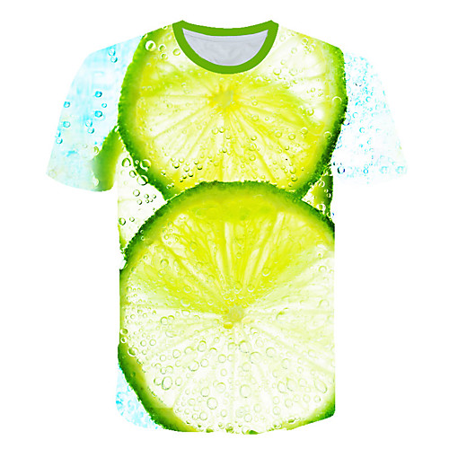 

Men's Daily Sports Basic / Exaggerated T-shirt - Color Block / 3D / Fruit Print Rainbow