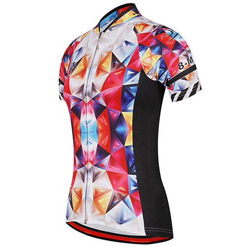 

21Grams Women's Short Sleeve Cycling Jersey 100% Polyester Black / Red Plaid / Checkered Bike Jersey Top Mountain Bike MTB Road Bike Cycling UV Resistant Breathable Quick Dry Sports Clothing Apparel