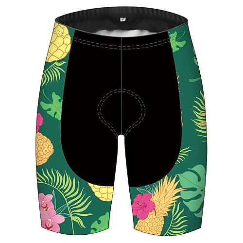 

21Grams Men's Cycling Shorts Bike Shorts Padded Shorts / Chamois Pants Breathable 3D Pad Quick Dry Sports Patchwork Floral Botanical Fruit Black / Green Mountain Bike MTB Road Bike Cycling Clothing