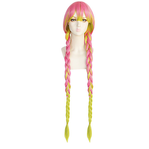 

Demon Slayer: Kimetsu no Yaiba Kanroji Mitsuri Cosplay Wigs Women's Braid 44 inch Heat Resistant Fiber Plaited Pink Pink Anime