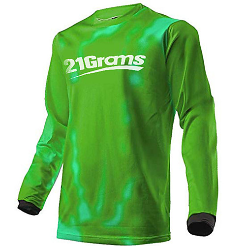 

21Grams Men's Long Sleeve Cycling Jersey Downhill Jersey Dirt Bike Jersey 100% Polyester Red Green Sky Blue Bike Jersey Top Mountain Bike MTB Road Bike Cycling UV Resistant Breathable Quick Dry Sports