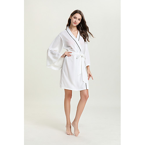 

Women's Cut Out / Mesh Chemises & Gowns / Robes / Satin & Silk Nightwear Jacquard / Solid Colored White S M L