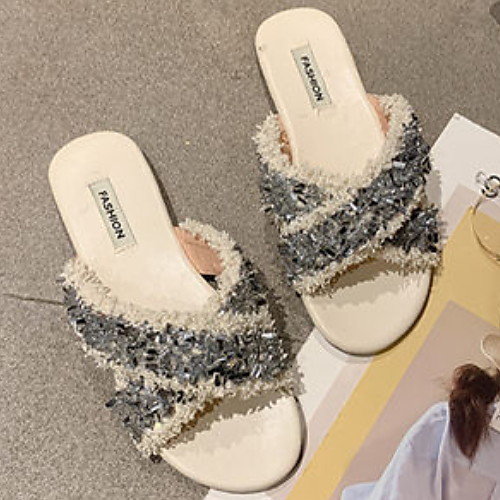 

Women's Sandals Flat Heel Round Toe PU Spring & Summer Black / Beige