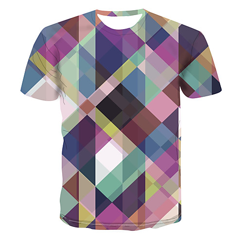

Men's Club Weekend Street chic / Punk & Gothic T-shirt - Color Block / 3D / Graphic Print Rainbow