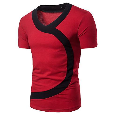 

Men's Daily Going out Basic / Elegant T-shirt - Solid Colored Red