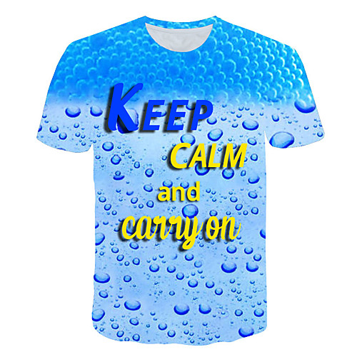 

Men's Daily Weekend Basic T-shirt - 3D / Letter BlueKeep Clam And Carry On Keep Calm and Carry on