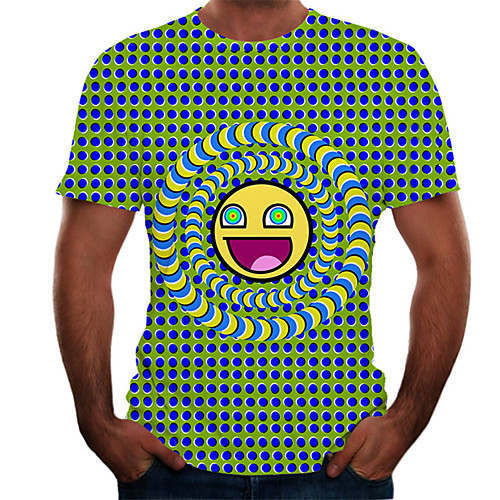 

Men's Daily Basic T-shirt - Color Block / 3D Print Blue