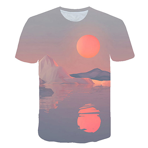 

Men's Daily Sports Street chic / Exaggerated T-shirt - Color Block / 3D / Scenery Print Rainbow