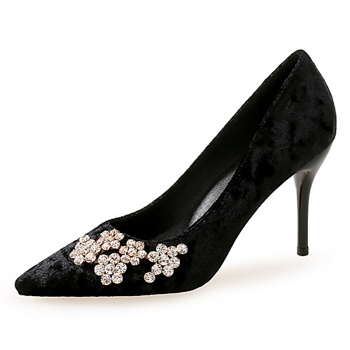 

Women's Heels Stiletto Heel Pointed Toe Rhinestone Suede Classic / Vintage Spring & Fall Wine / Light Grey / Black / Party & Evening