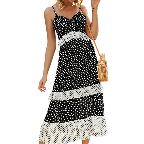 

Women's Black Dress Sheath Polka Dot Strap S M