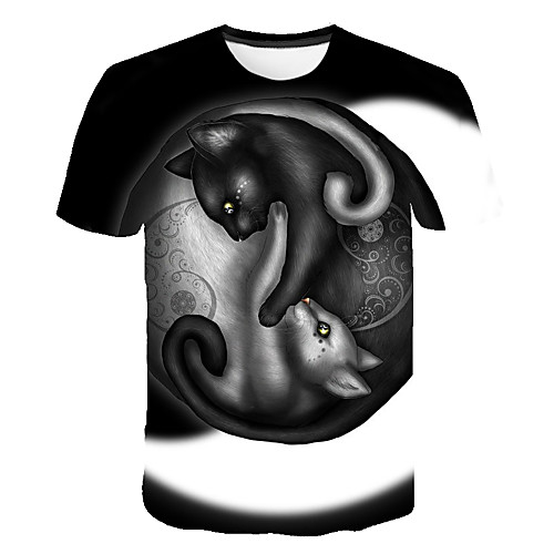 

Men's Daily Going out Basic T-shirt - 3D / Animal Wolf, Print Black