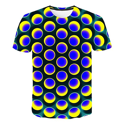 

Men's Daily Sports Street chic / Exaggerated T-shirt - Geometric / Color Block / 3D Print Rainbow