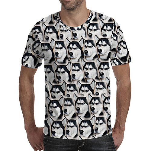 

Men's Daily Going out Exaggerated T-shirt - Geometric / 3D / Graphic Print Rainbow