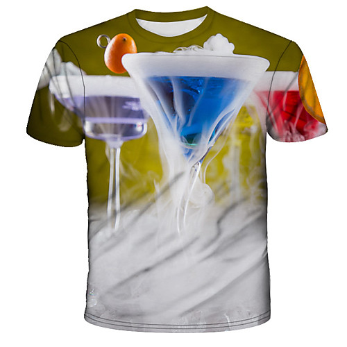 

Men's Daily Holiday Street chic / Exaggerated T-shirt - 3D / Tie Dye / Animal Wolf, Print Rainbow