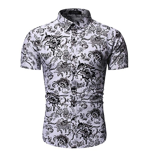 

Men's Daily Work Basic / Elegant Shirt - Floral / Geometric Rainbow