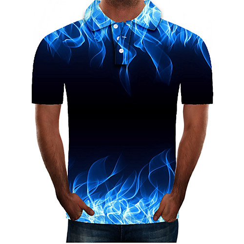 

Men's Daily Going out Street chic / Exaggerated Polo - Color Block / 3D / Graphic Blue