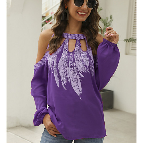 

Women's Daily Blouse - Geometric Purple