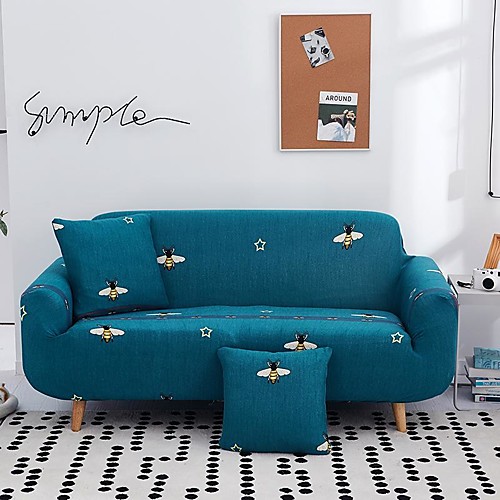 

Cartoon Bee Print Dustproof All-powerful Slipcovers Stretch Sofa Cover Super Soft Fabric Couch Cover with One Free Pillow Case