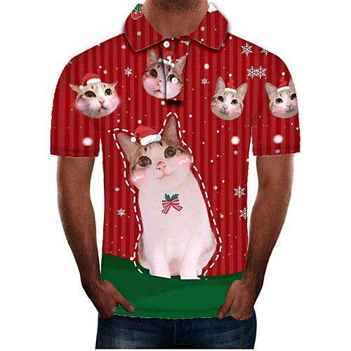 

Men's Daily Going out Street chic / Exaggerated Polo - Color Block / 3D / Graphic Red