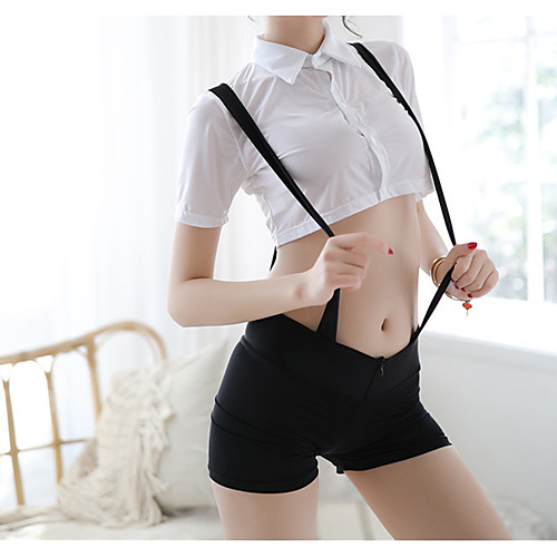 

Women's Cut Out / Layered Uniforms & Cheongsams / Suits Nightwear Jacquard / Solid Colored White One-Size