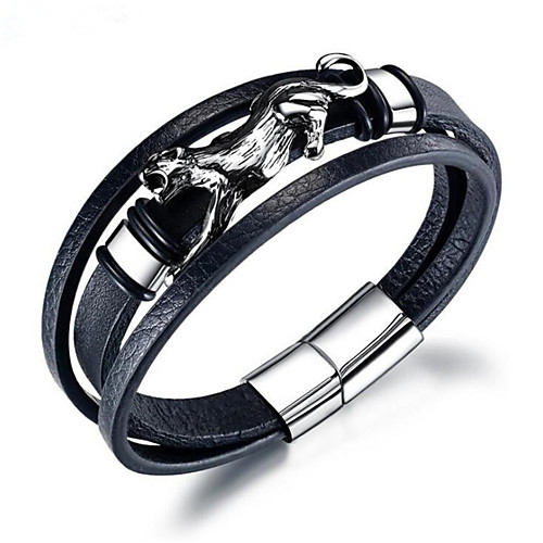 

Men's Chain Bracelet Classic Fashion Fashion Leather Bracelet Jewelry Silver For Party Evening Gift / Titanium Steel
