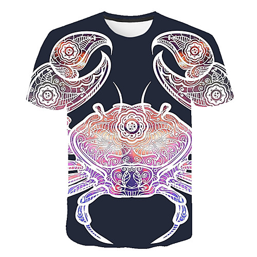 

Men's Daily Going out Basic T-shirt - 3D / Animal Print Navy Blue