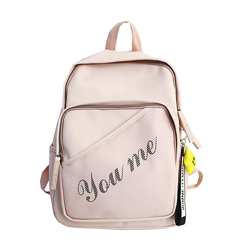 

Large Capacity Polyester PU Zipper Commuter Backpack Solid Color Daily Blushing Pink / Green / Black