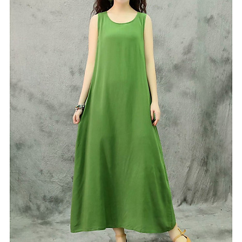 

Women's Maxi Orange Green Dress Swing Solid Color One-Size Loose