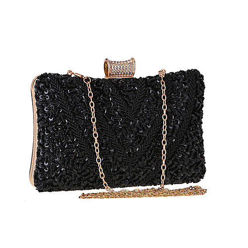 

Women's Chain Polyester Evening Bag Solid Color Black / Champagne / Silver
