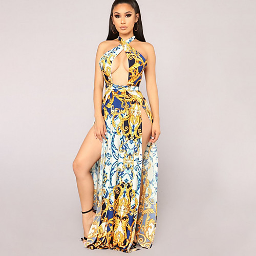 

Women's Gold One-piece Swimwear Swimsuit - Geometric S M L Gold