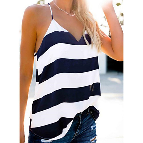 

Women's Daily T-shirt - Striped White