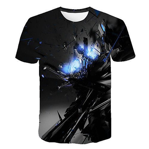 

Men's Daily Sports Street chic / Exaggerated T-shirt - Geometric / Color Block / 3D Print Black