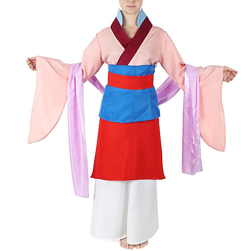 

Mulan Outfits Women's Movie Cosplay Hanfu Pink Skirt Halloween Terylene