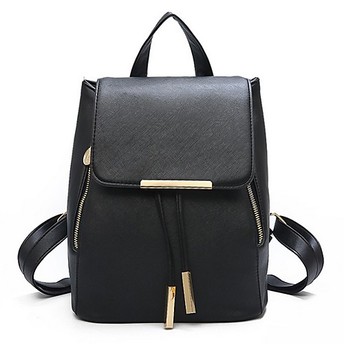 

Adjustable PU Zipper Commuter Backpack Solid Color Daily White / Black