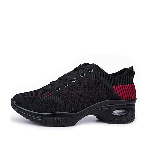 

Women's Dance Sneakers Knit Lace-up Sneaker Thick Heel Customizable Dance Shoes Red / Fuchsia / Gray