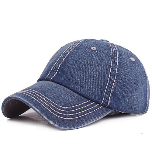 

Unisex Basic Denim Baseball Cap-Solid Colored Blue Gray
