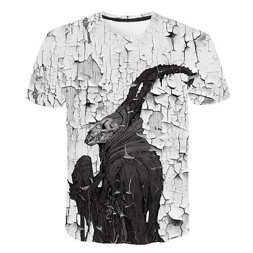 

Men's Daily Sports Street chic / Exaggerated T-shirt - Color Block / 3D / Abstract Print White