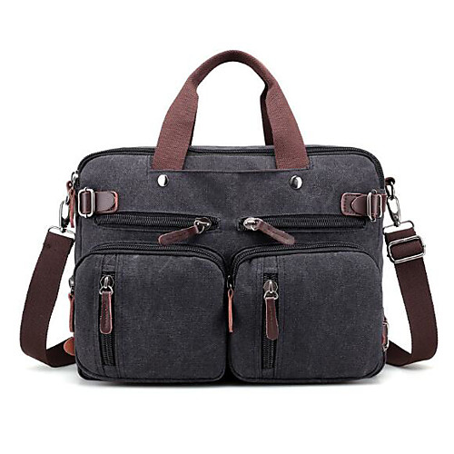 

Canvas Zipper Travel Bag Solid Color Daily Black / Brown / Gray