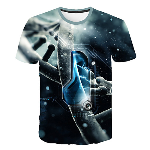 

Men's Daily Sports Street chic / Exaggerated T-shirt - Color Block / 3D / Machine Print Black