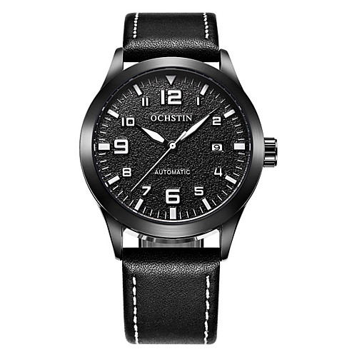 

Men's Mechanical Watch Automatic self-winding Genuine Leather 30 m Water Resistant / Waterproof Calendar / date / day Analog Elegant Fashion - Black / Yellow BlackGrey Green One Year Battery Life