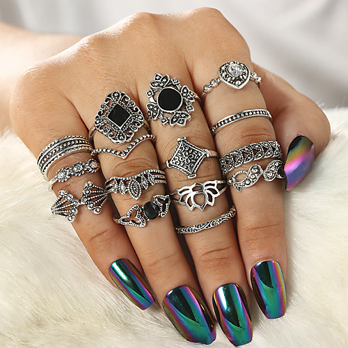 

Women's full finger ring 15pcs Silver Alloy Elegant Holiday European Holiday Wedding Party Jewelry